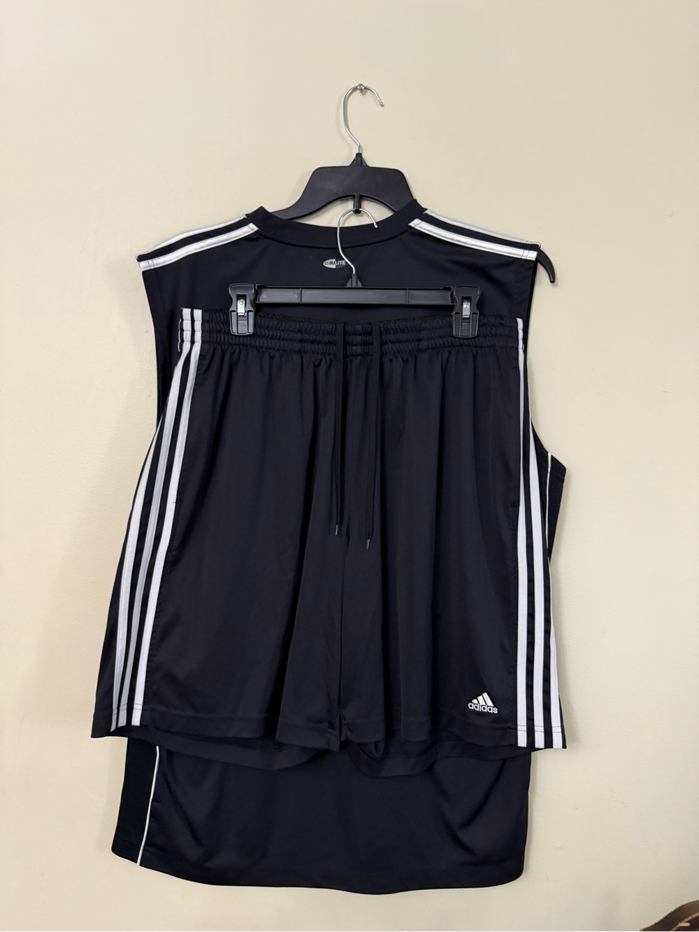 adidas Black Sleeveless Performance Tank with matching shorts set - Picture 5 of 7